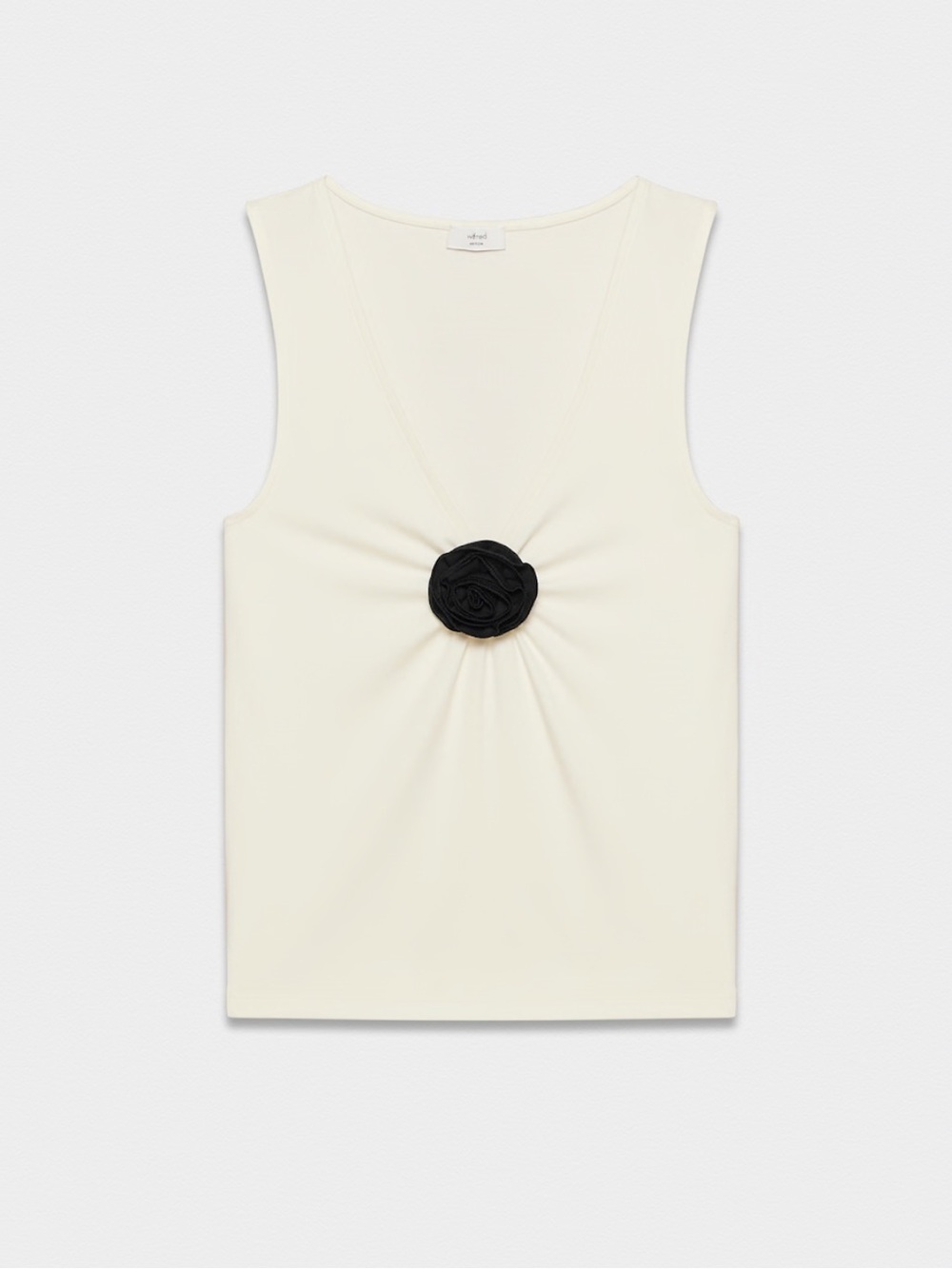 Aritzia Cream Tank Top with Black Rosette
